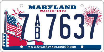 MD license plate 7AB7637