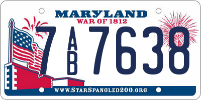 MD license plate 7AB7638