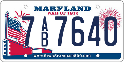 MD license plate 7AB7640