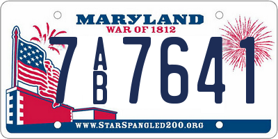 MD license plate 7AB7641