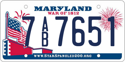 MD license plate 7AB7651