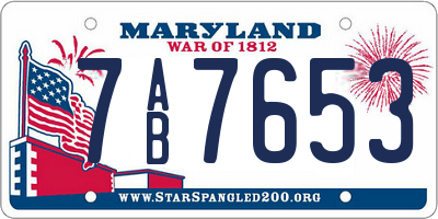 MD license plate 7AB7653