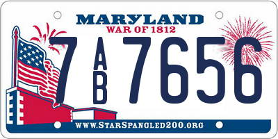 MD license plate 7AB7656