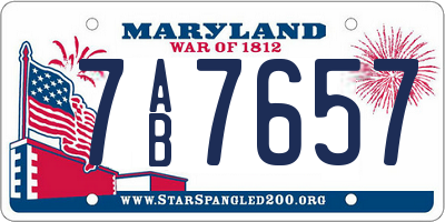 MD license plate 7AB7657