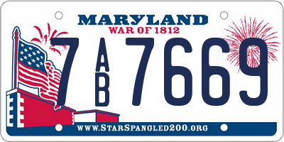 MD license plate 7AB7669