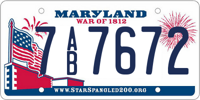 MD license plate 7AB7672