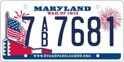 MD license plate 7AB7681