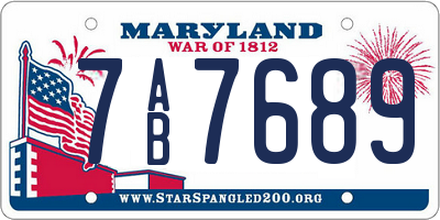 MD license plate 7AB7689