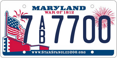 MD license plate 7AB7700