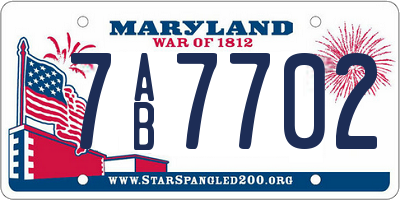 MD license plate 7AB7702
