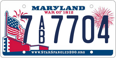 MD license plate 7AB7704