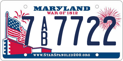 MD license plate 7AB7722