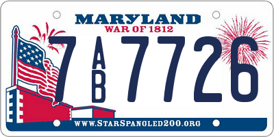 MD license plate 7AB7726