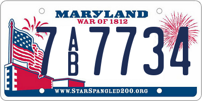 MD license plate 7AB7734