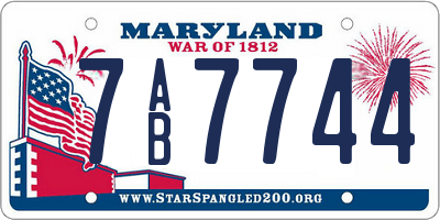 MD license plate 7AB7744