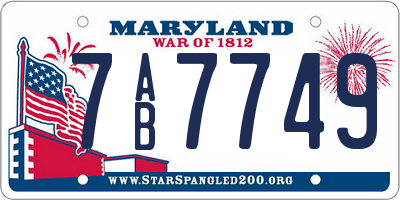 MD license plate 7AB7749
