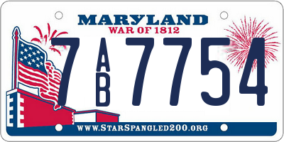 MD license plate 7AB7754