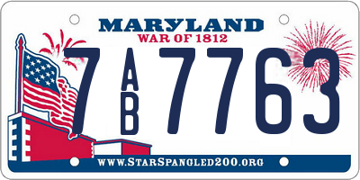 MD license plate 7AB7763