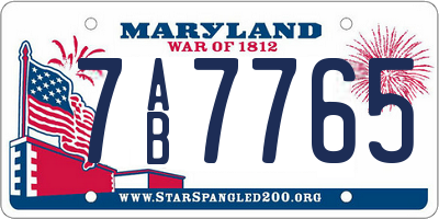 MD license plate 7AB7765
