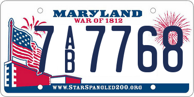 MD license plate 7AB7768