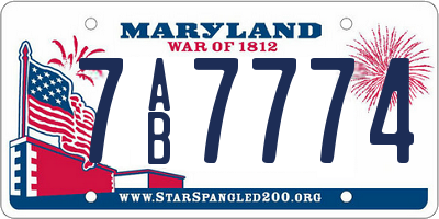 MD license plate 7AB7774