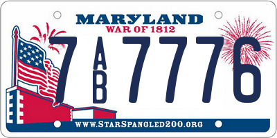 MD license plate 7AB7776