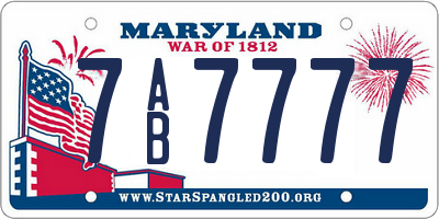 MD license plate 7AB7777
