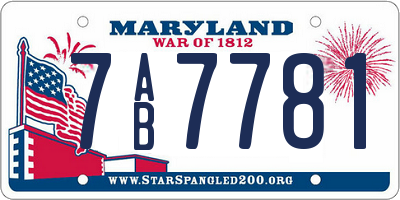 MD license plate 7AB7781