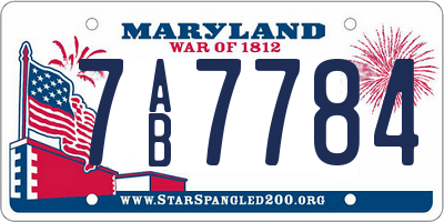 MD license plate 7AB7784