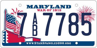 MD license plate 7AB7785
