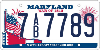 MD license plate 7AB7789