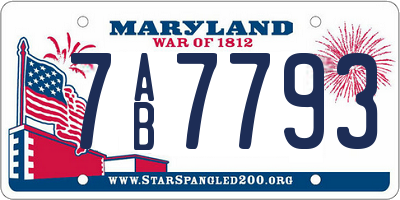 MD license plate 7AB7793