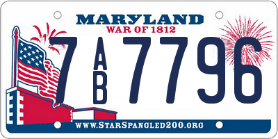 MD license plate 7AB7796