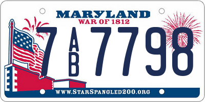 MD license plate 7AB7798
