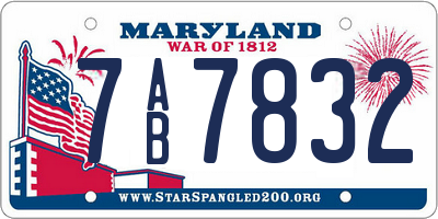 MD license plate 7AB7832