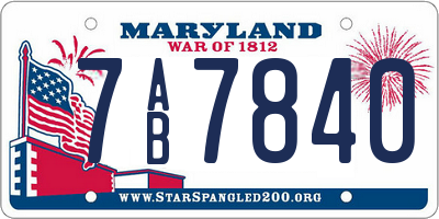MD license plate 7AB7840