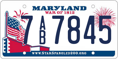 MD license plate 7AB7845