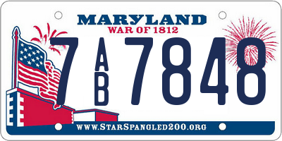 MD license plate 7AB7848
