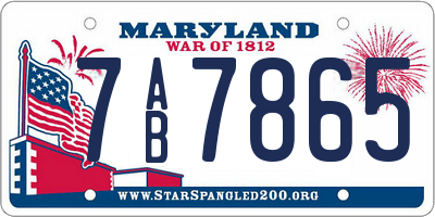 MD license plate 7AB7865
