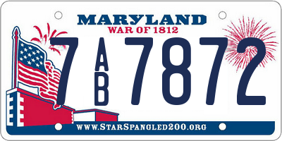 MD license plate 7AB7872