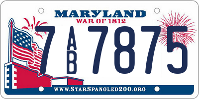 MD license plate 7AB7875