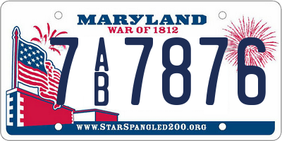 MD license plate 7AB7876