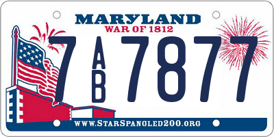 MD license plate 7AB7877