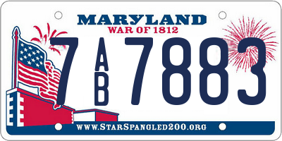 MD license plate 7AB7883