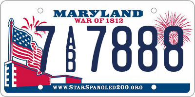 MD license plate 7AB7888
