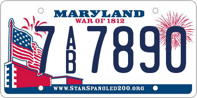 MD license plate 7AB7890