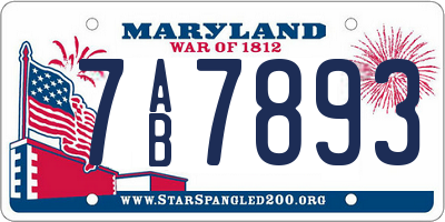 MD license plate 7AB7893
