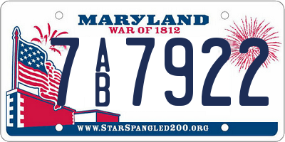 MD license plate 7AB7922