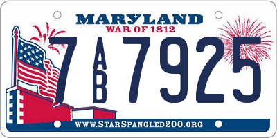 MD license plate 7AB7925