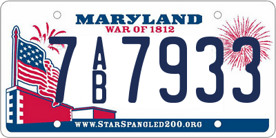 MD license plate 7AB7933